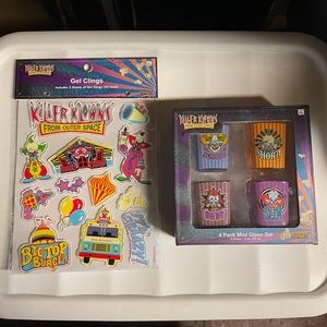 Killer Klowns shot glasses and window clings.